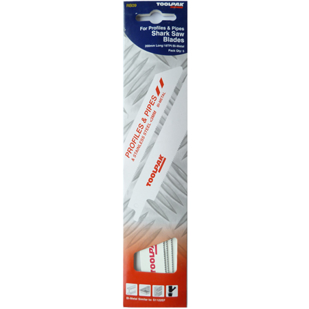 Reciprocating Saw Blade Metal 200mm 18tpi Thin Profile Cut Pack of 5 Toolpak